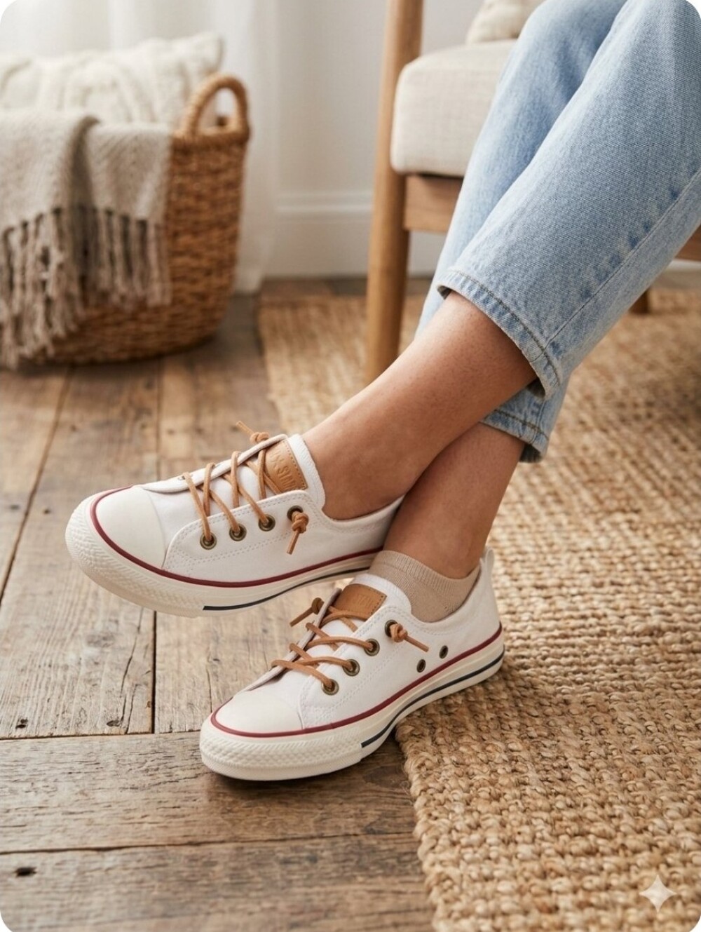 Converse Chuck Taylor Shoreline Slip-On White Biscuit Leather - Size 7.5